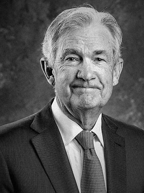 Jerome Powell, black and white portrait